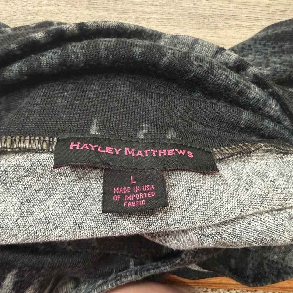 Hayley‎ Matthews Black Grey Chevron Knit Maxi Skirt Large Made in USA Zig Zag